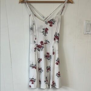 Floral White Dress with Red and Blue Accents